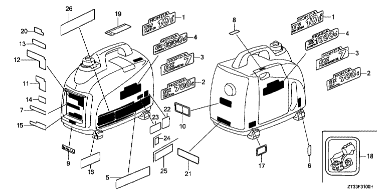 ETIQUETTES EU10i HONDA